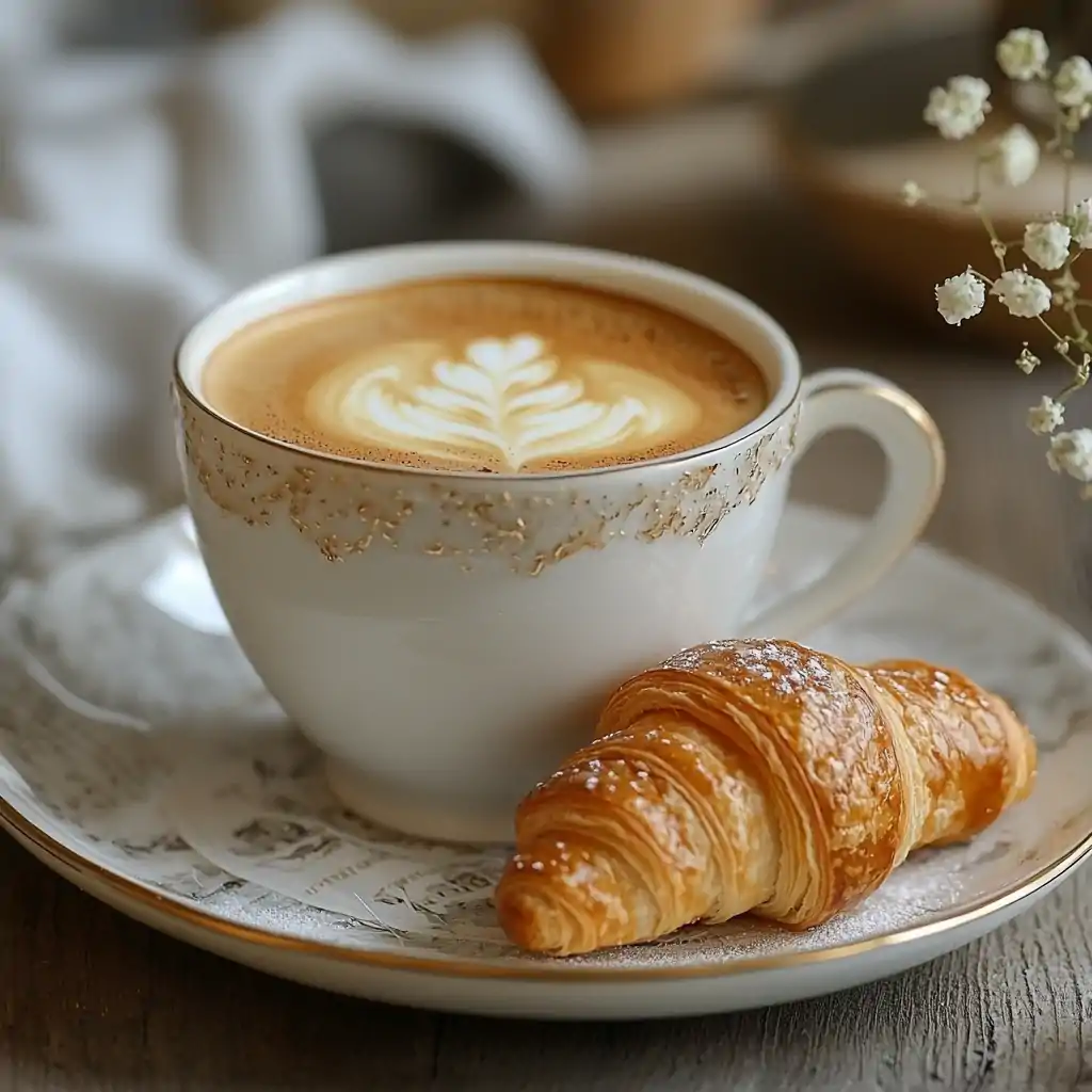 rocha2940_A_cup_of_boiling_coffee_and_a_small_croissant_next_to_054b990c-6dd4-4bc7-801e-6b7adf113d4e